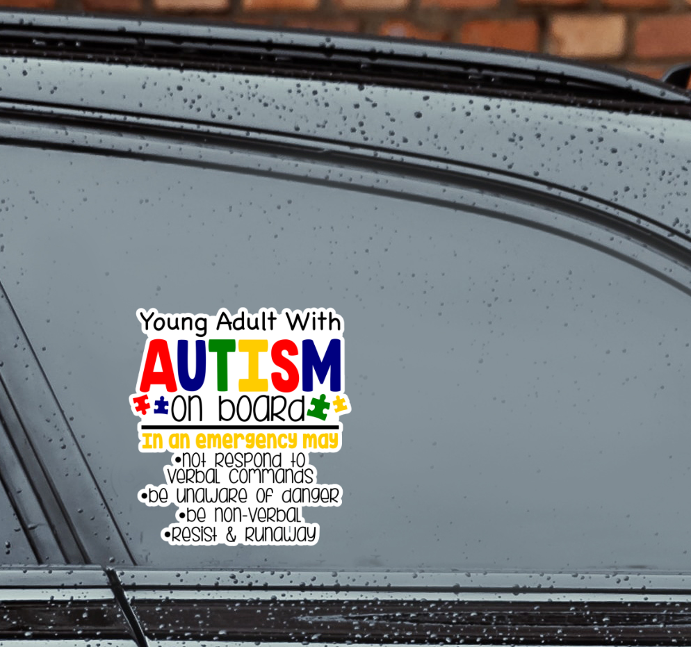 Colorful Young Adult with Autism On Board Sticker image 0