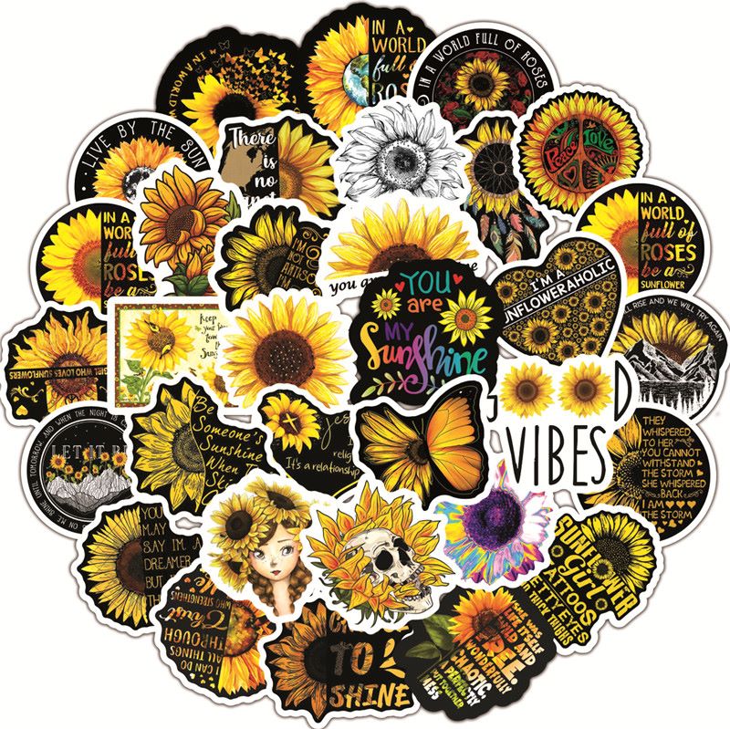 50 Pc Sunflower Sticker Pack image 0