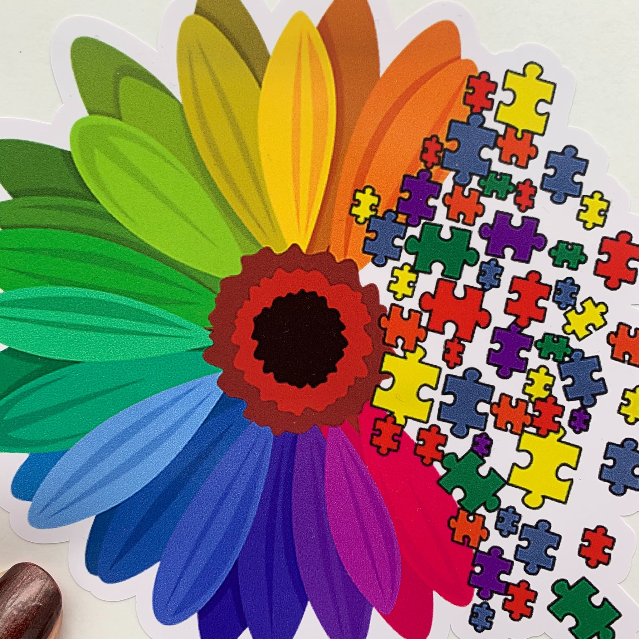 Colorful Autism Sunflower Sticker image 0