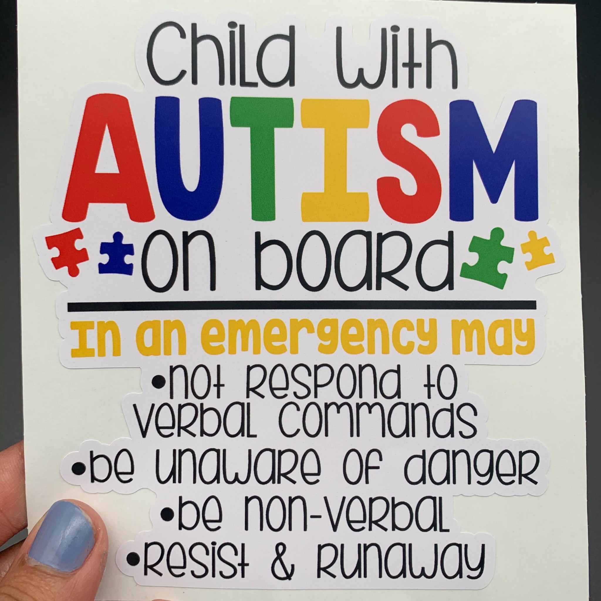 Colorful Child with Autism On Board Sticker image 0