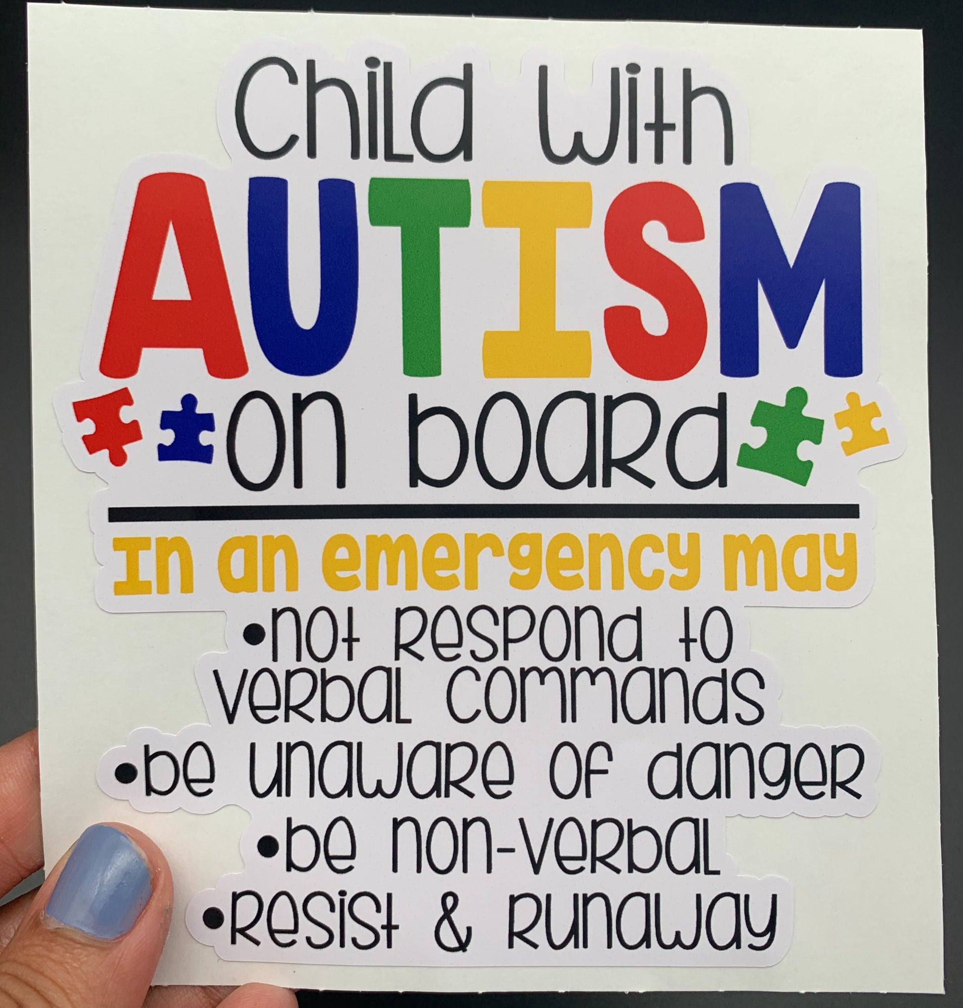 Colorful Child with Autism On Board Sticker image 0