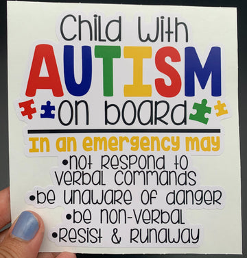 Colorful Child with Autism On Board Sticker image 0