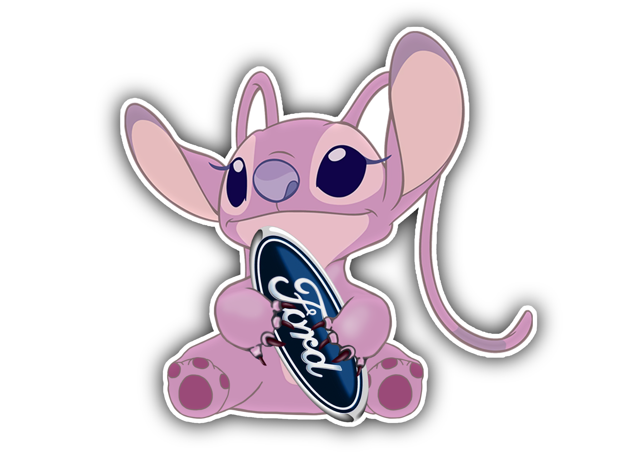 5" Angel Pink Stitch Ford Sticker image 0