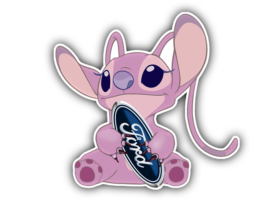5" Angel Pink Stitch Ford Sticker image 0