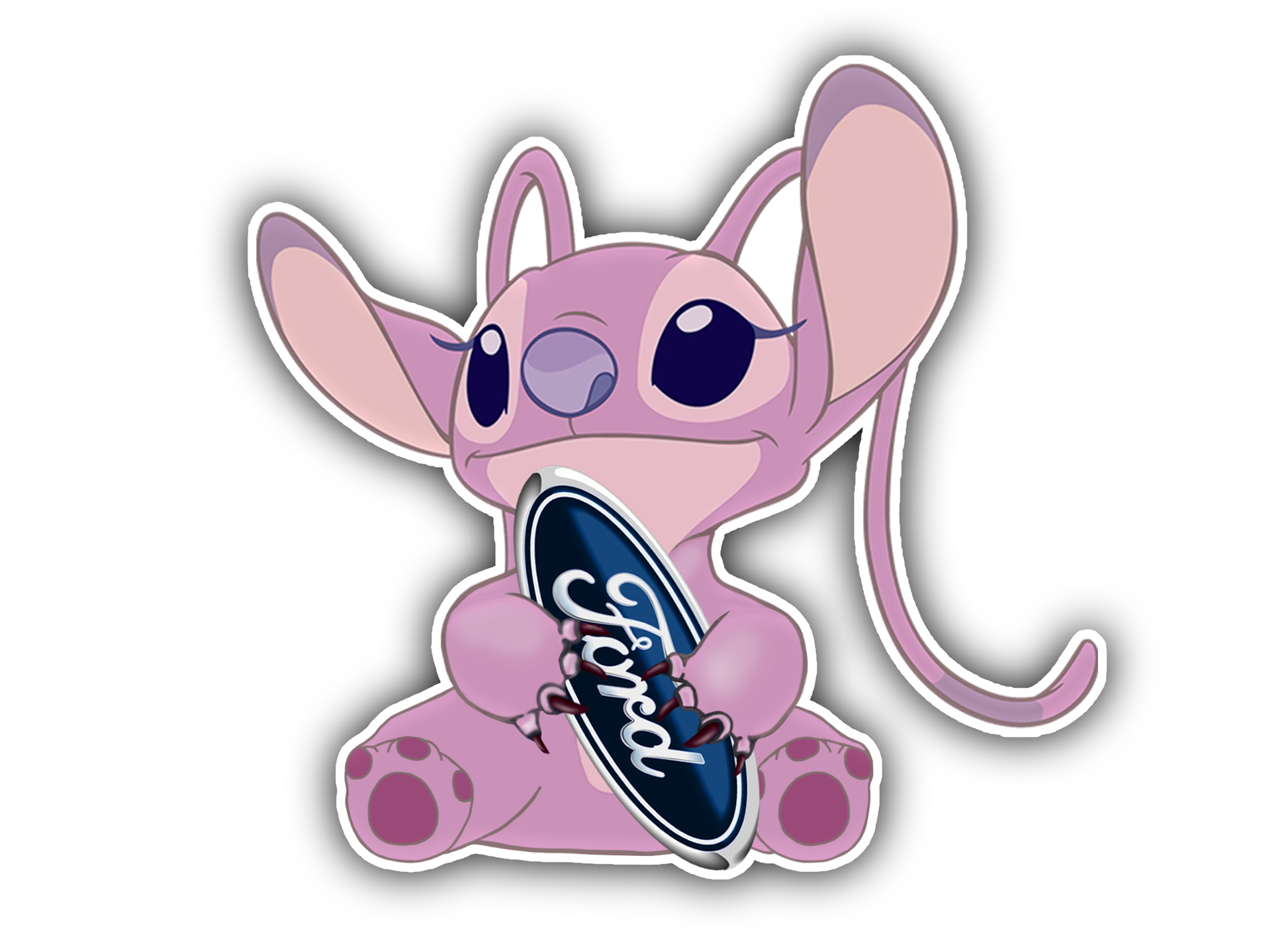 5" Angel Pink Stitch Ford Sticker image 0