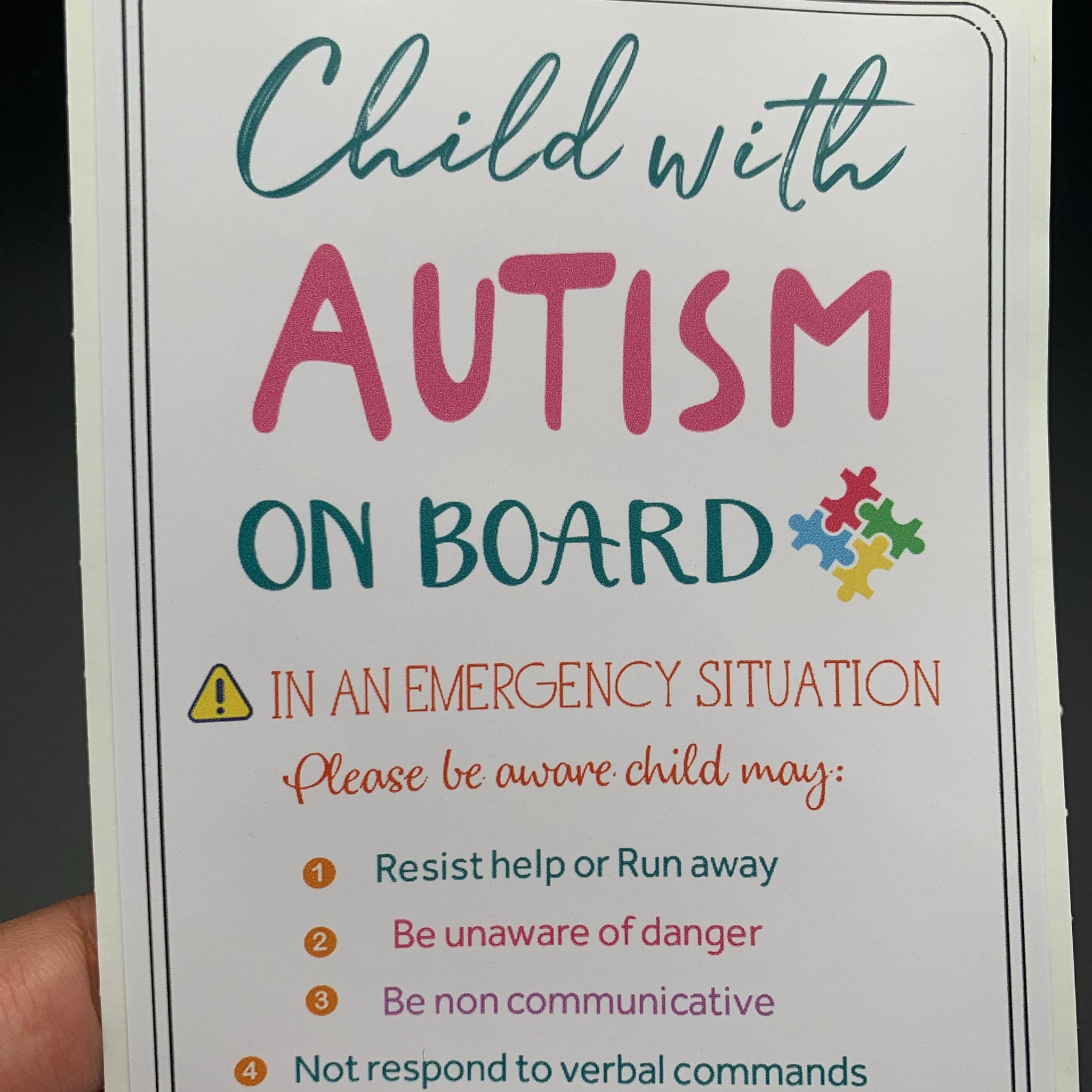 Child with Autism on Board Pink Sticker image 0