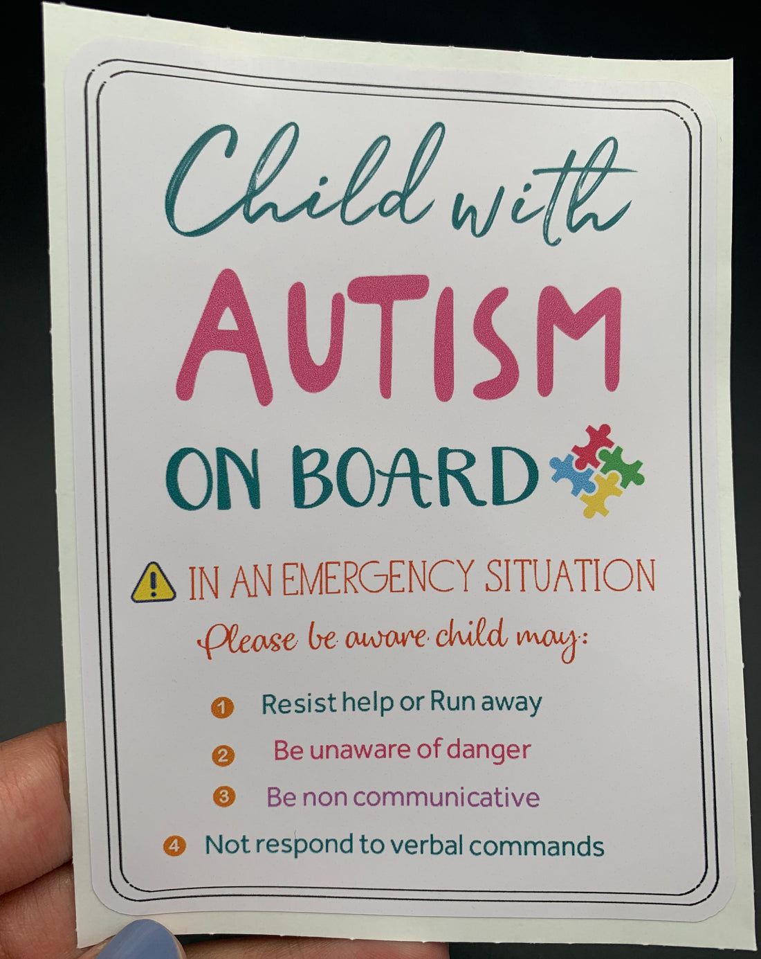Child with Autism on Board Pink Sticker image 0