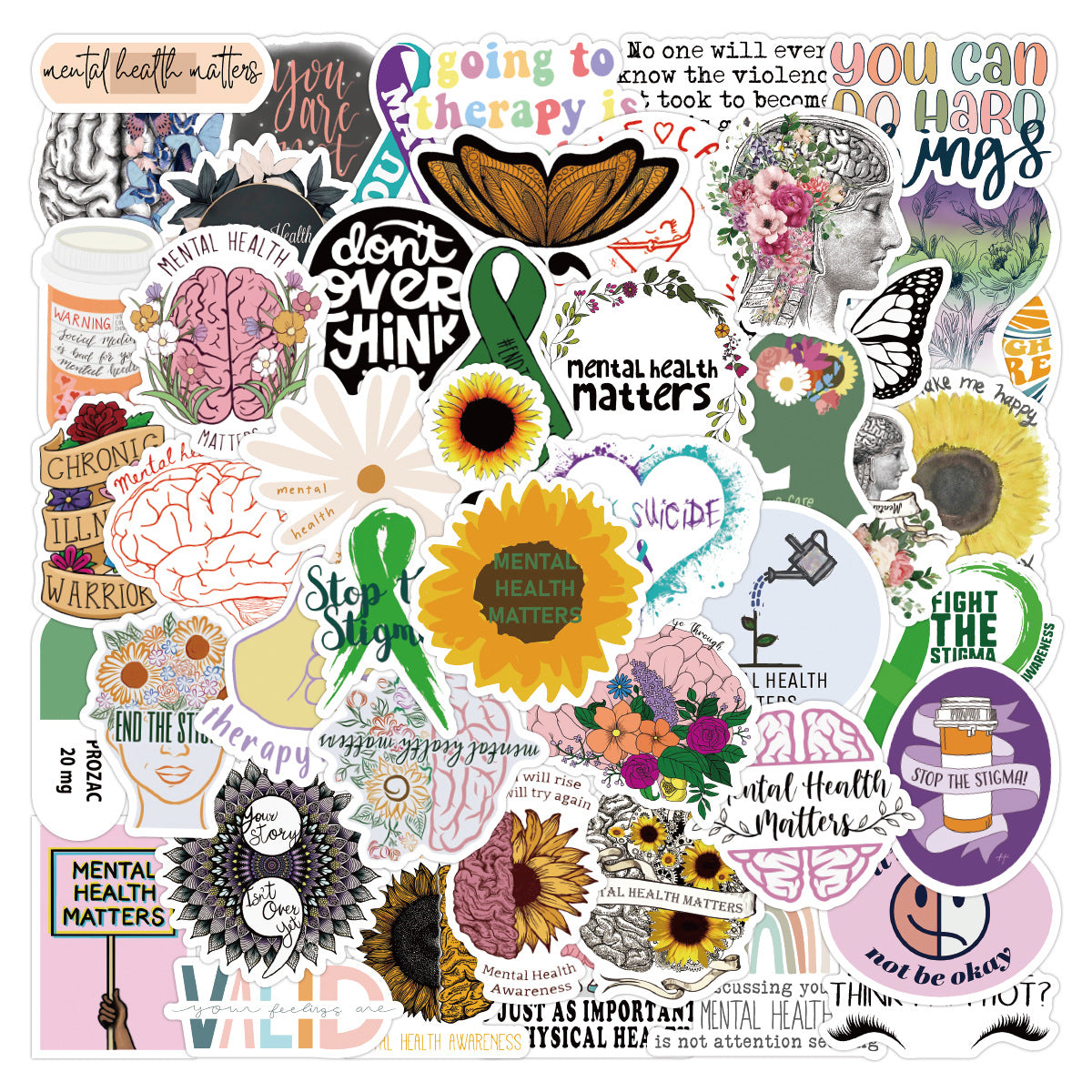 50 Pc Mental Health Sticker Pack image 0