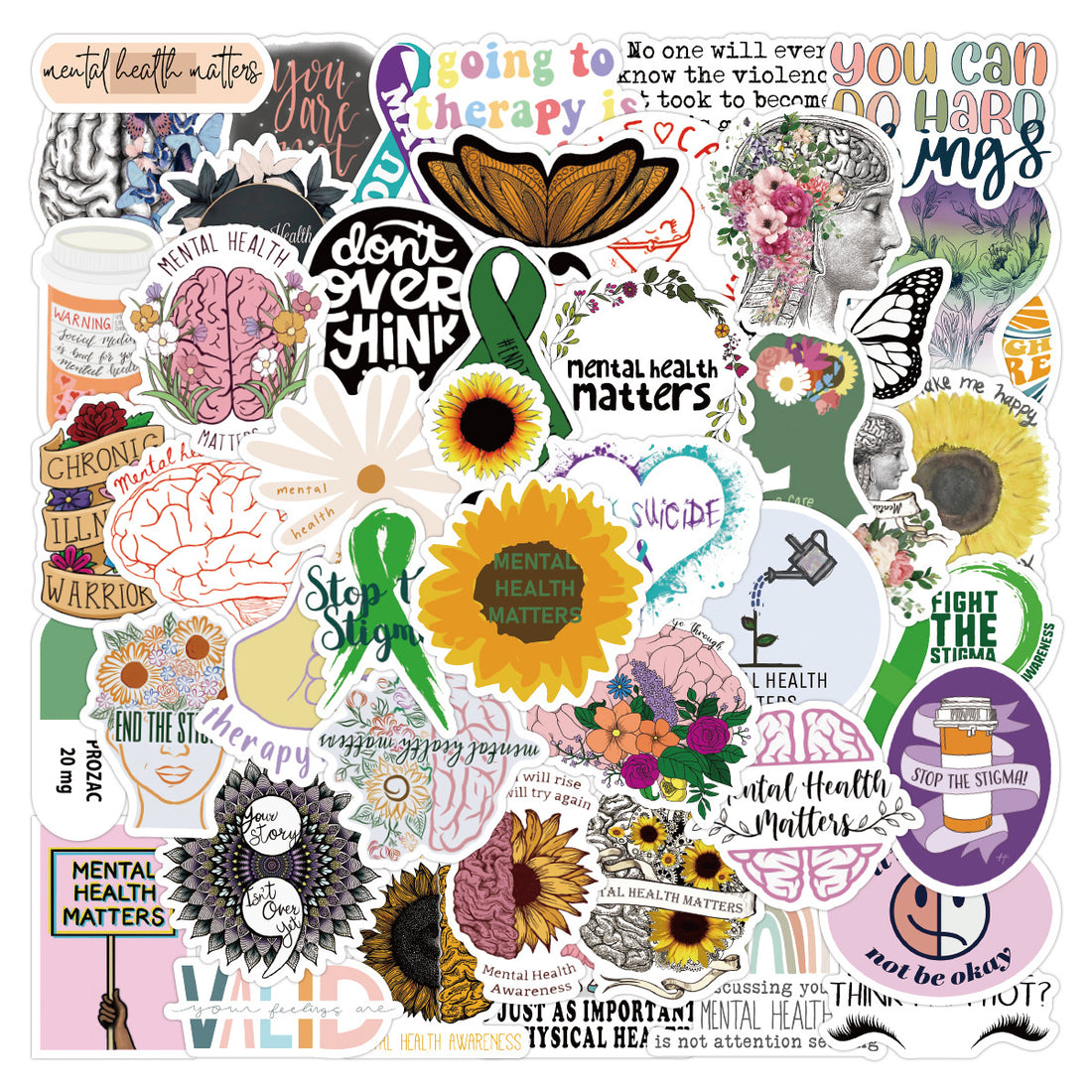 50 Pc Mental Health Sticker Pack image 0