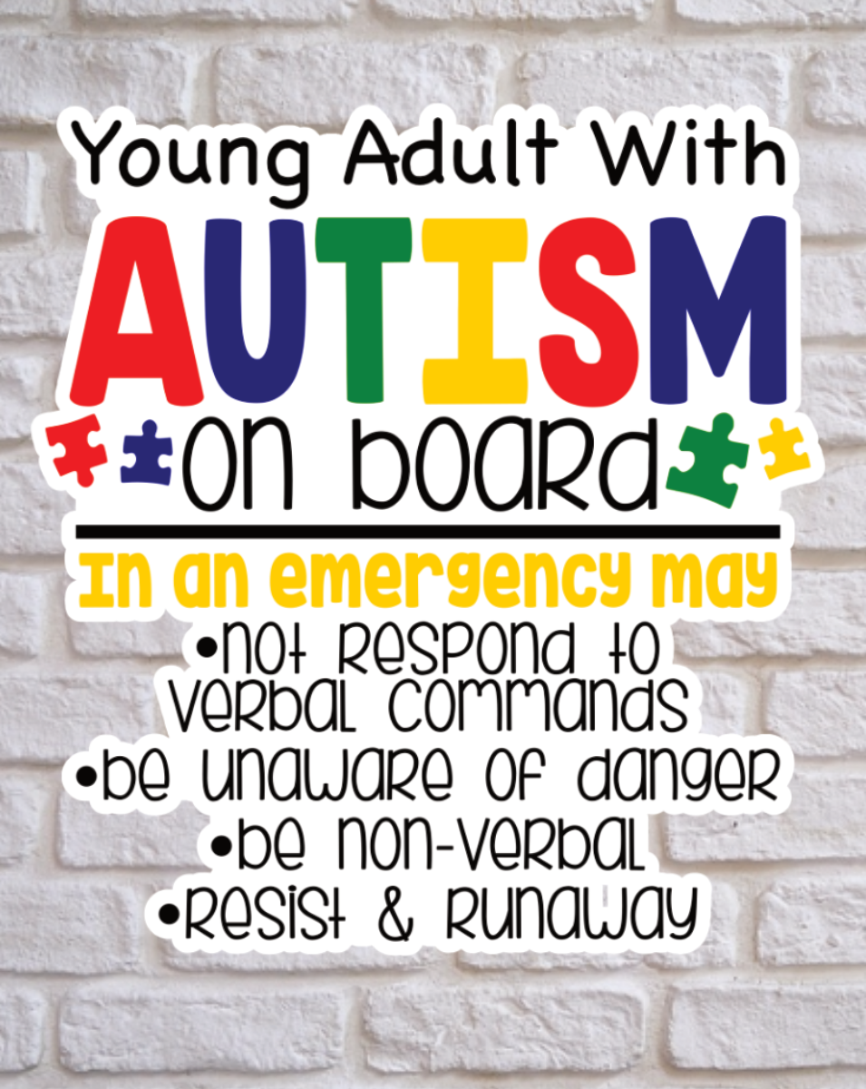 Colorful Young Adult with Autism On Board Sticker image 0