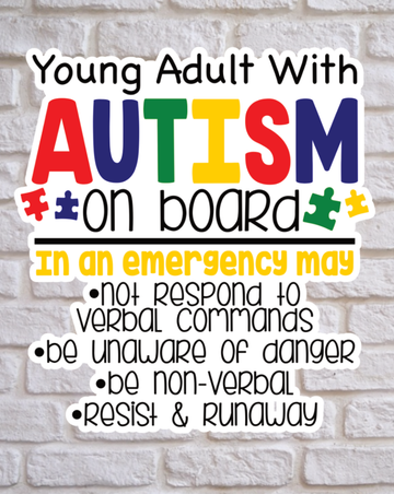 Colorful Young Adult with Autism On Board Sticker image 0