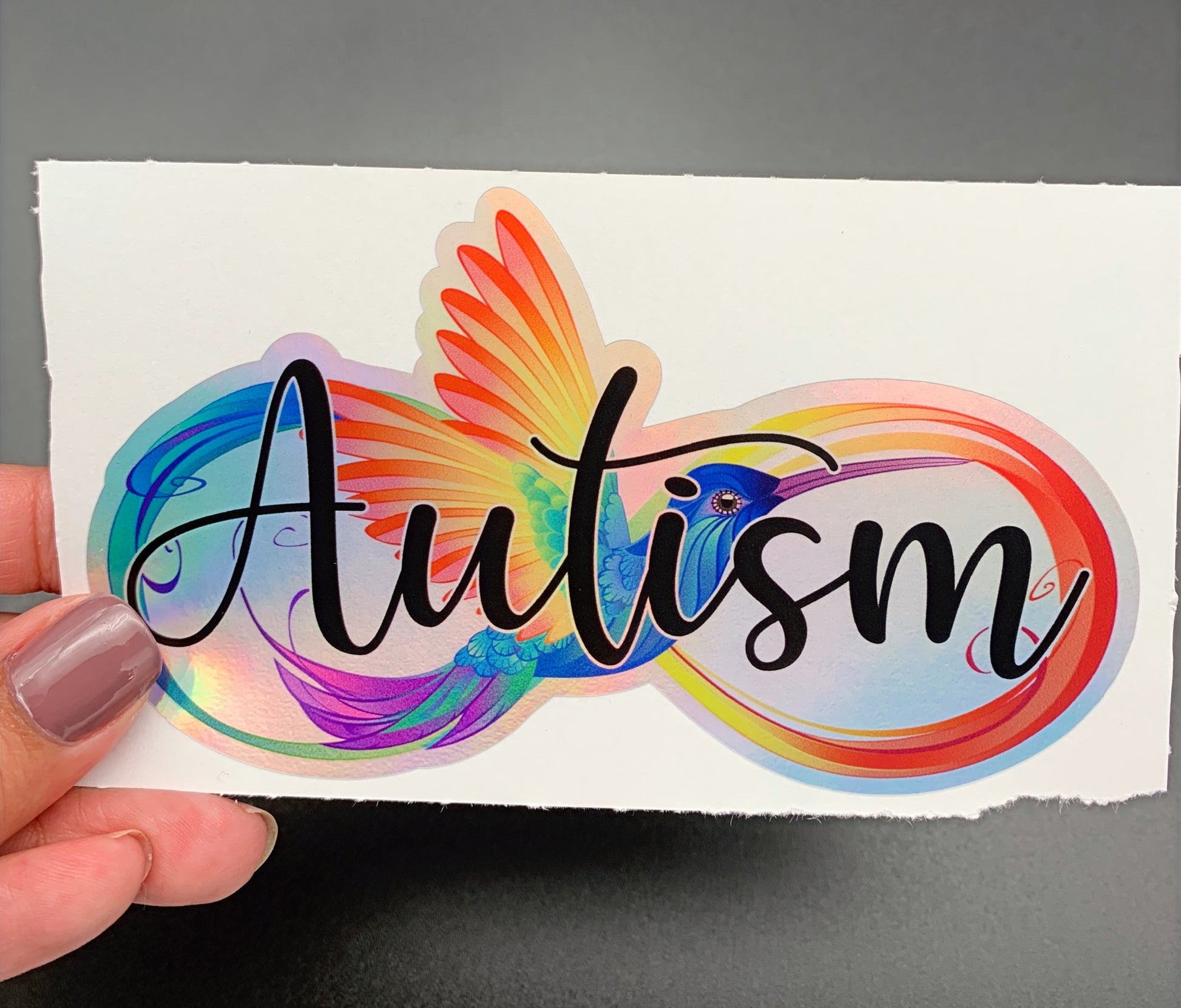 Holographic Autism Hummingbird Infinity Sticker image 0