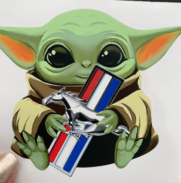 Baby Yoda (Grogu) Mustang Sticker image 0