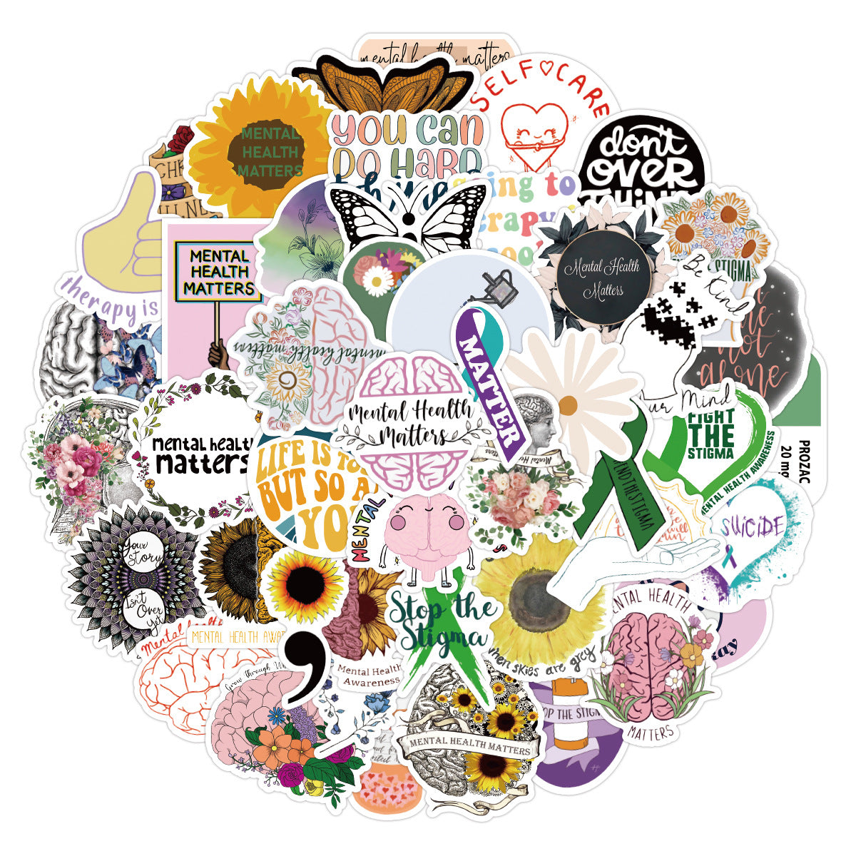 50 Pc Mental Health Sticker Pack image 1