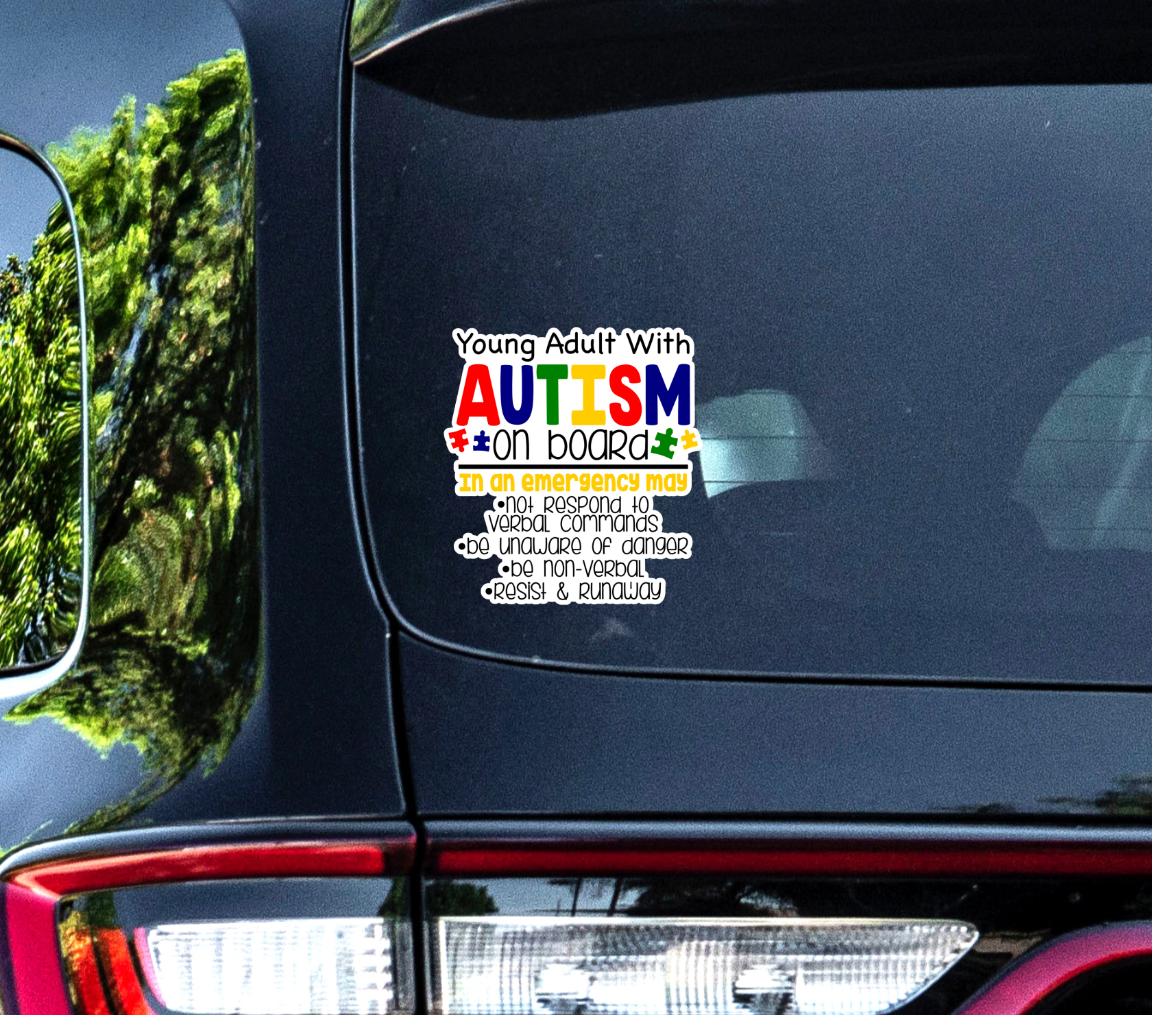 Colorful Young Adult with Autism On Board Sticker image 2