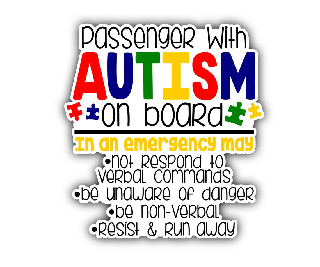 Colorful Passenger with Autism On Board Sticker image 0