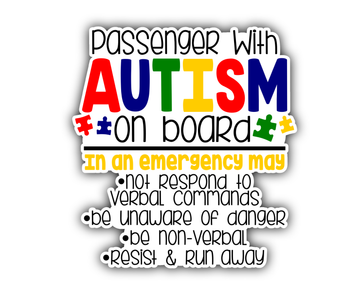 Colorful Passenger with Autism On Board Sticker image 0
