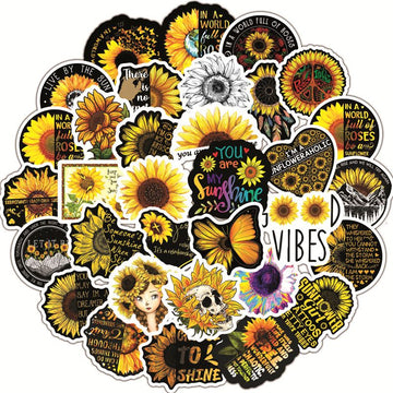 100 Pc Sunflower Sticker Pack image 0