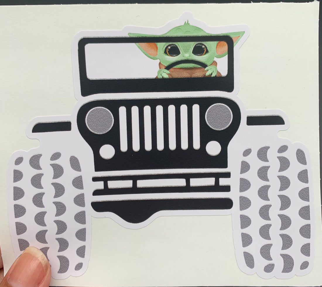 Jeep Baby Yoda Driving Sticker image 0