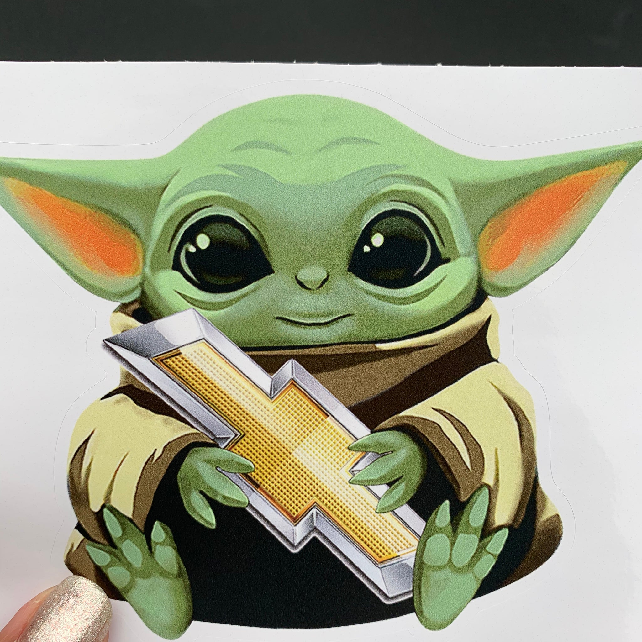 Baby Yoda (Grogu) Chevy Sticker image 0