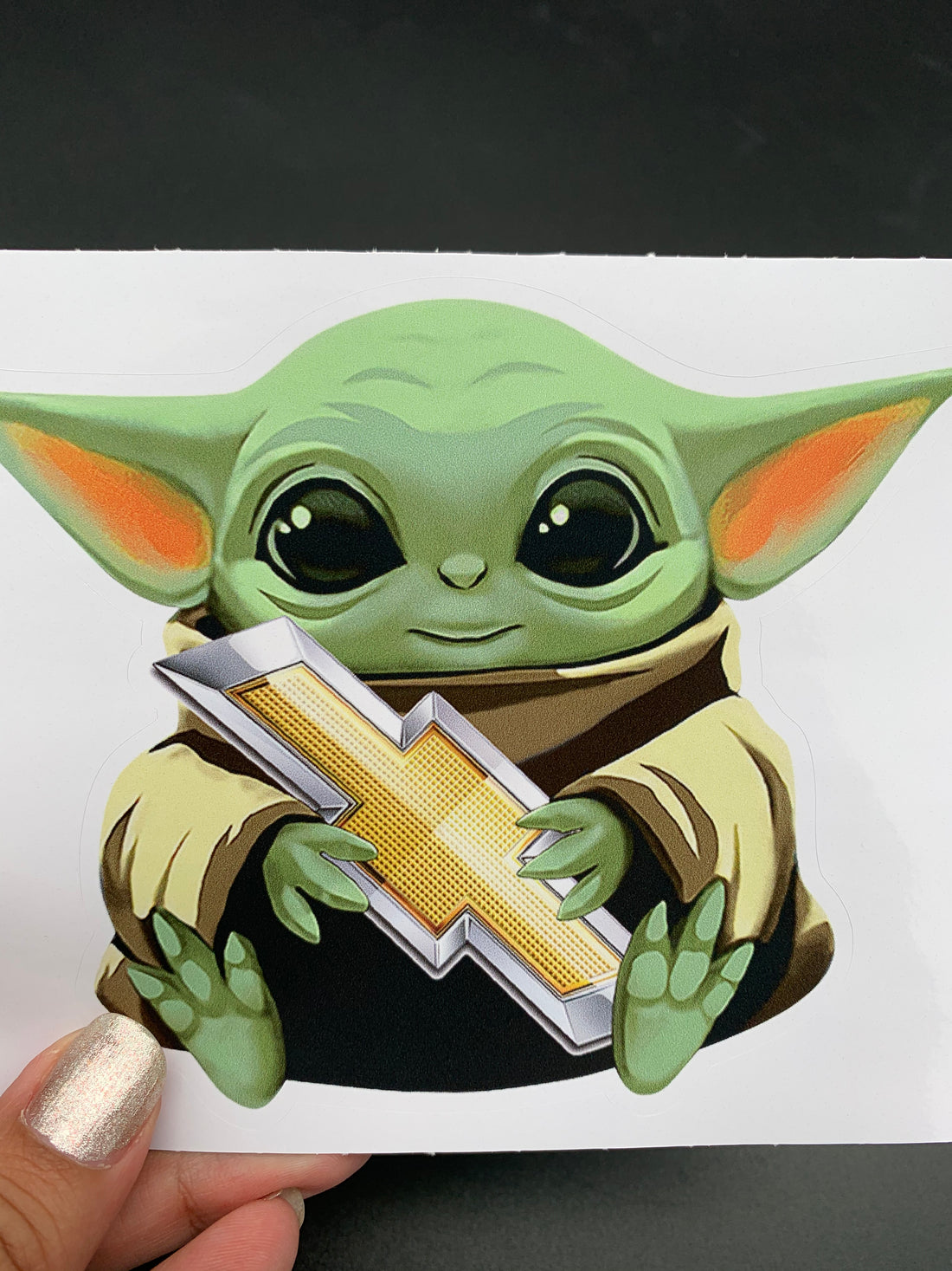Baby Yoda (Grogu) Chevy Sticker image 0
