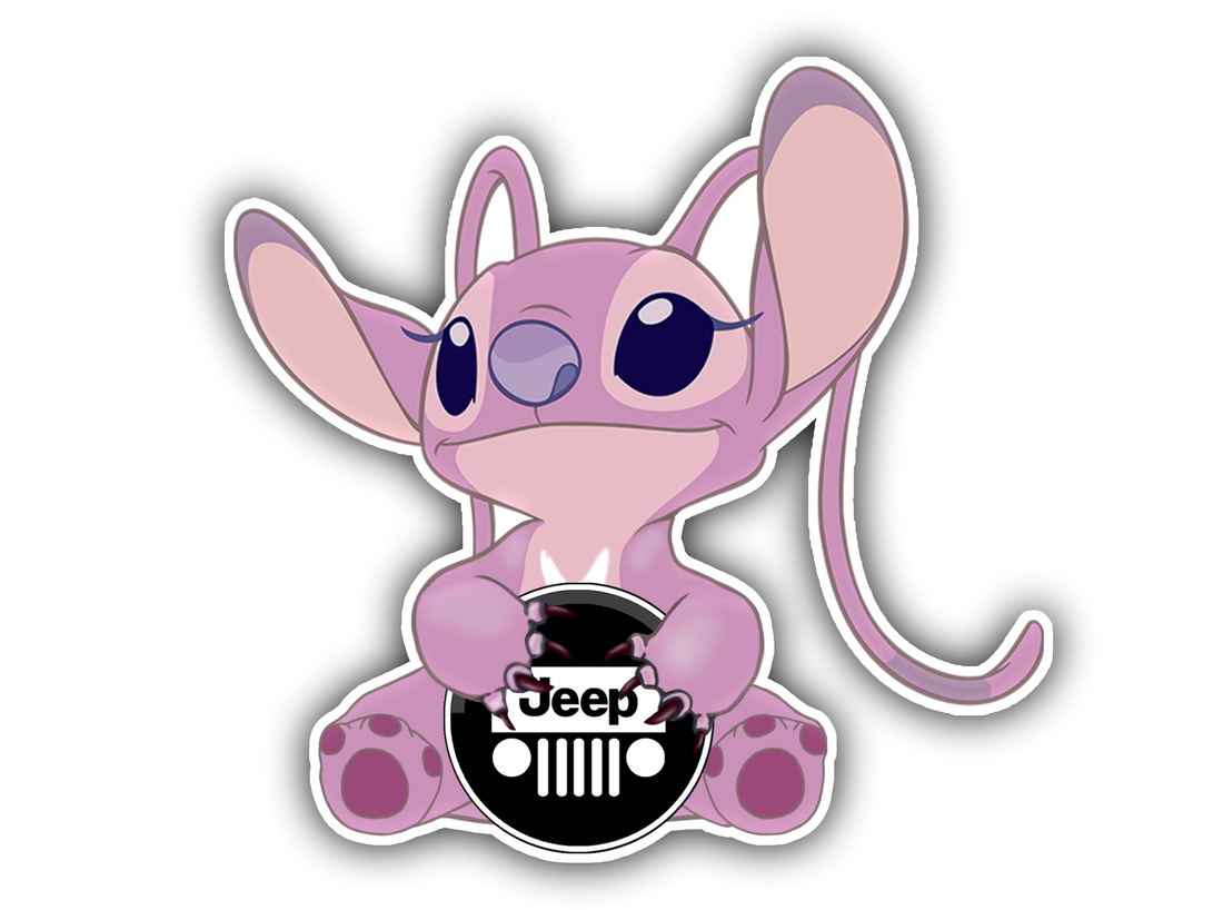 5" Angel Pink Stitch Jeep Sticker image 0