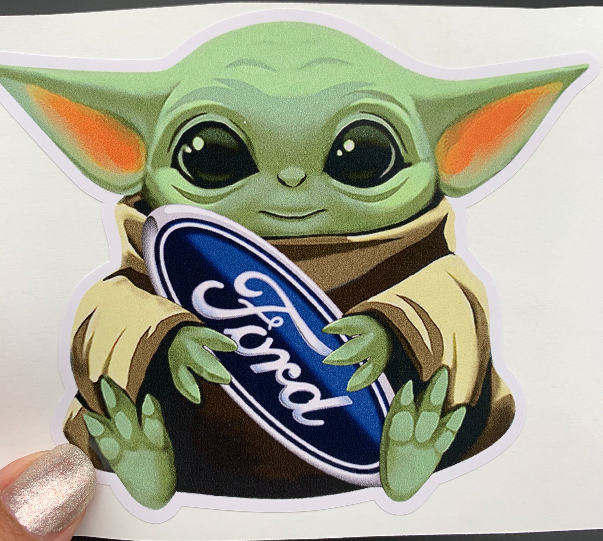 Baby Yoda (Grogu) Ford Sticker image 0